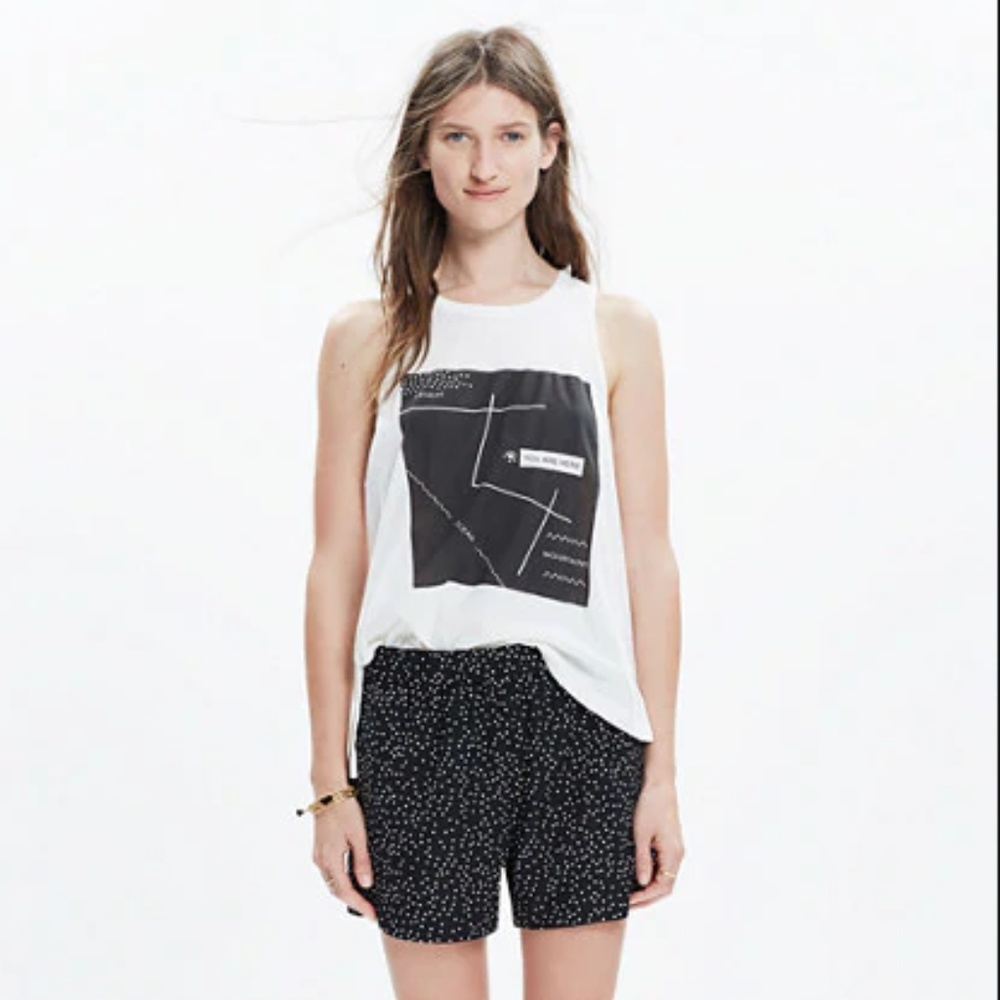 Madewell Drapey Pull-On Shorts Dot, NWOT, M